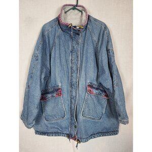 Reversible Vintage 80s/90s Denim / Gray Jean Jacket Coat Women's 22W Heavy